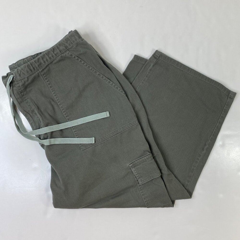 Cherokee Womens Green Drawstring Waist Cargo Pants with Side Pockets Size 16W